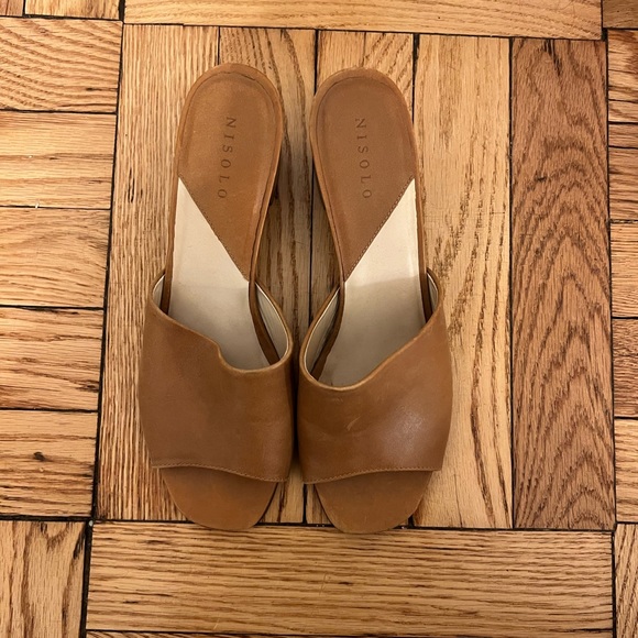 Nisolo Tan Open Toe Heeled Leather Sandals Size 7.5 - Picture 1 of 10